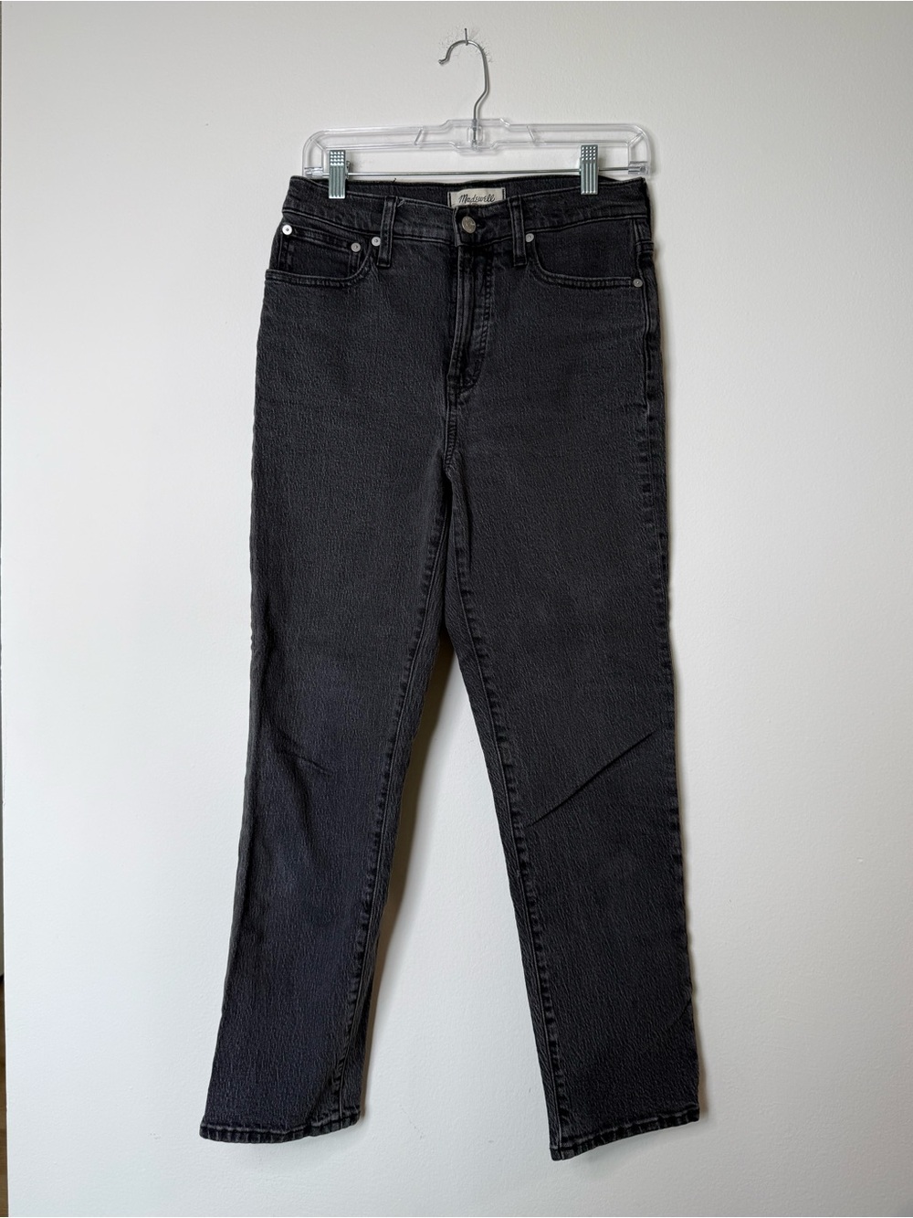 Madewell Perfect Vintage Jean in a washed black, women’s 26